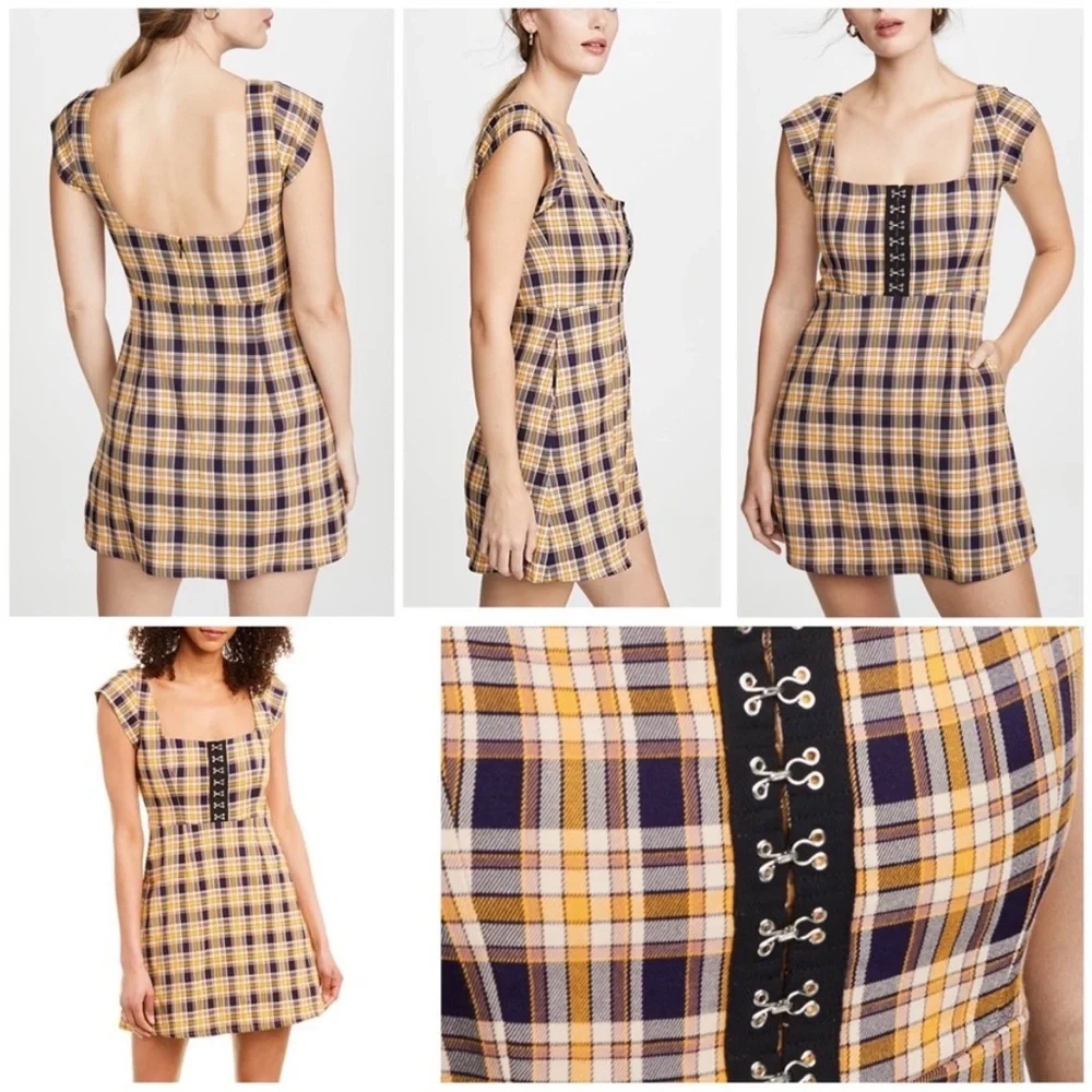 Capulet Lera Yellow Dixon Plaid Short Sleeve Mini Dress Size S - Picture 2 of 6